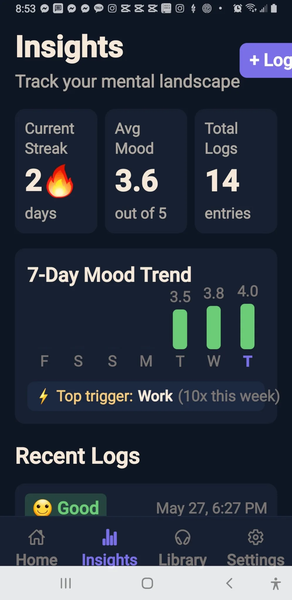 Awakened Mind insights screen